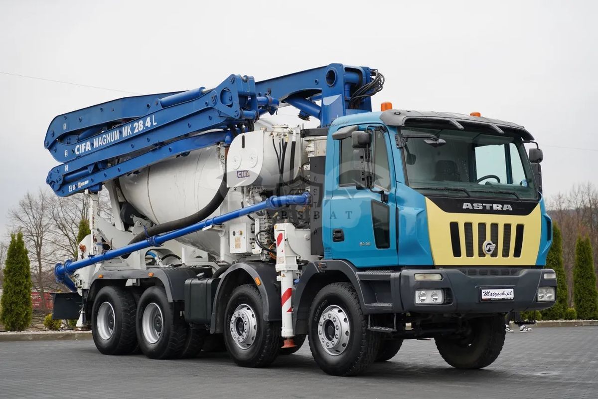 Astra veicoli 84 44 / pompogruszka / 8x4 / betoniarka 9 m3 + pompa cifa magnum mk 28,4 l / sterowanie radiowe / nowe badanie udt 2007